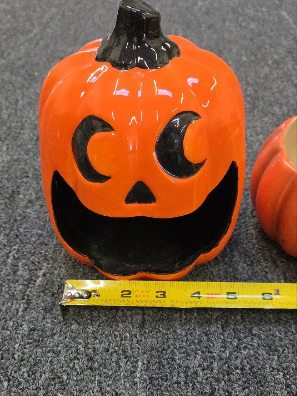 3 Orange Ceramic Pumpkin Decorative Candy Bowls - Unbranded